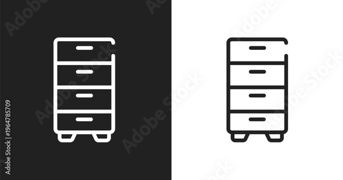Cabinet icon. Linear black, white icon from business collection. Outline cabinet vector. Thin line symbol isolated on white and black background