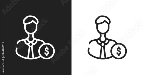Backer icon. Linear black, white icon from crowdfunding collection. Outline backer vector. Thin line symbol isolated on white and black background