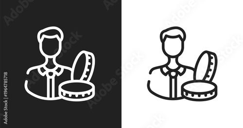 Accredited icon. Linear black, white icon from crowdfunding collection. Outline accredited vector. Thin line symbol isolated on white and black background