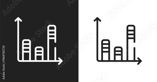 Bars icon. Linear black, white icon from crowdfunding collection. Outline bars vector. Thin line symbol isolated on white and black background