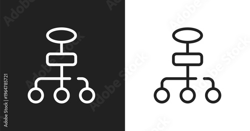 Flow chart icon. Linear black, white icon from business startup collection. Outline flow chart vector. Thin line symbol isolated on white and black background