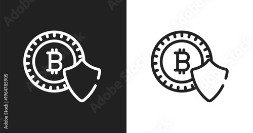Cryptocurrency icon. Linear black, white icon from cryptocurrency collection. Outline cryptocurrency vector. Thin line symbol isolated on white and black background