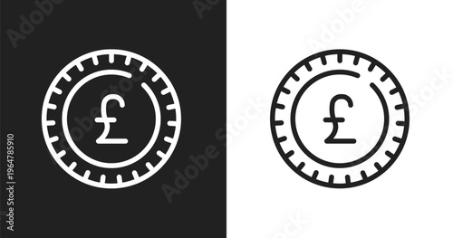 Pound sterling icon. Linear black, white icon from economy collection. Outline pound sterling vector. Thin line symbol isolated on white and black background
