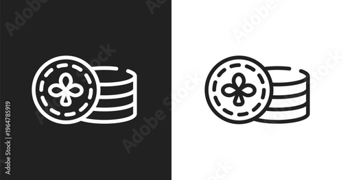 Casino chips icon. Linear black, white icon from economy collection. Outline casino chips vector. Thin line symbol isolated on white and black background