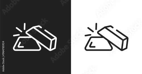 Gold ingot icon. Linear black, white icon from economy collection. Outline gold ingot vector. Thin line symbol isolated on white and black background