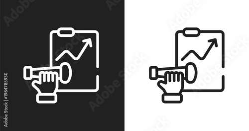 Forecast icon. Linear black, white icon from global business collection. Outline forecast vector. Thin line symbol isolated on white and black background