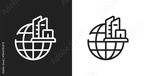 Headquarters icon. Linear black, white icon from global business collection. Outline headquarters vector. Thin line symbol isolated on white and black background