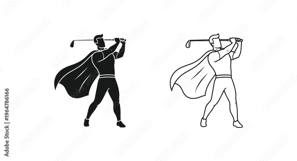 Fototapeta premium Superhero golfers swinging Vector