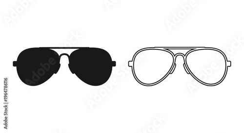Aviator sunglasses black and line art Vector