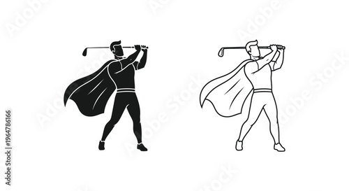 Superhero golfers swinging Vector