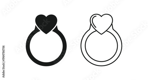 Heart shaped engagement rings Vector