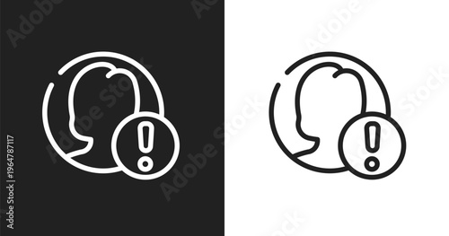 End user problem icon. Linear black, white icon from support collection. Outline end user problem vector. Thin line symbol isolated on white and black background
