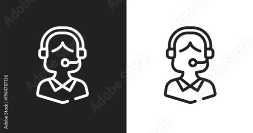 Operator avatar icon. Linear black, white icon from support collection. Outline operator avatar vector. Thin line symbol isolated on white and black background