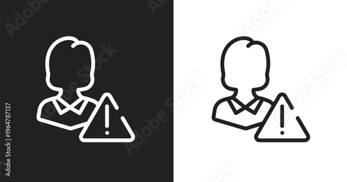 Customer problem icon. Linear black, white icon from support collection. Outline customer problem vector. Thin line symbol isolated on white and black background