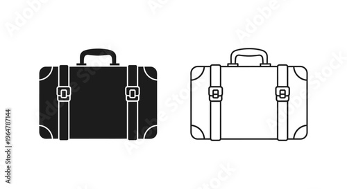 Black and white briefcases side by side Vector
