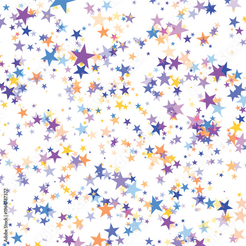Bright Color stars confetti background. Splash effect banner. Vector abstract illustration with blurred drops of rain for wallpaper, wrapping paper, backdrop, poster, decorative designs.