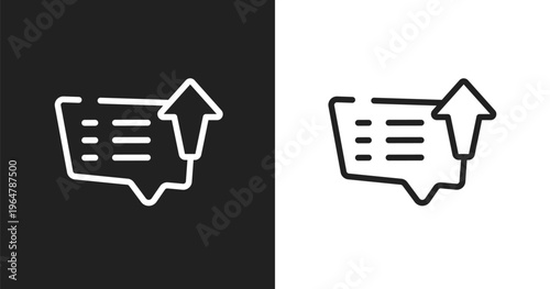 Message sent icon. Linear black, white icon from talking collection. Outline message sent vector. Thin line symbol isolated on white and black background