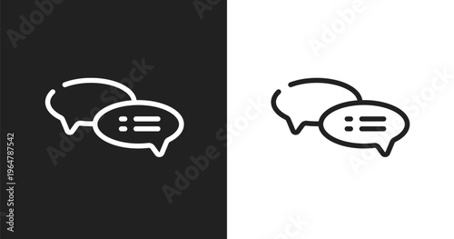 Speech bubble with ellipsis icon. Linear black, white icon from chatting collection. Outline speech bubble with ellipsis icon vector. Thin line symbol for use on web and mobile apps, logo, print