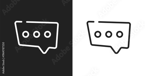Three dots ellipsis icon. Linear black, white icon from chatting collection. Outline three dots ellipsis vector. Thin line symbol isolated on white and black background