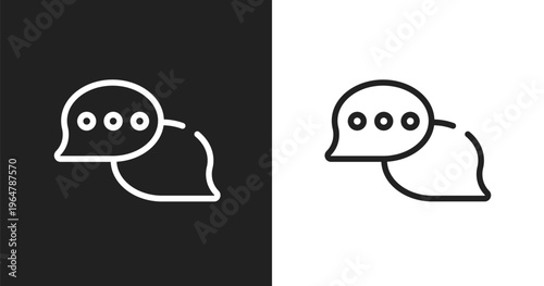 Speech bubbles with ellipsis icon. Linear black, white icon from chatting collection. Outline speech bubbles with ellipsis icon vector. Thin line symbol for use on web and mobile apps, logo, print