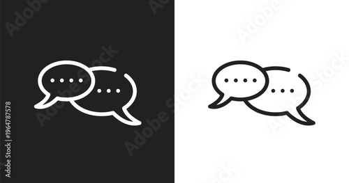 Chat bubbles with ellipsis icon. Linear black, white icon from chatting collection. Outline chat bubbles with ellipsis icon vector. Thin line symbol for use on web and mobile apps, logo, print