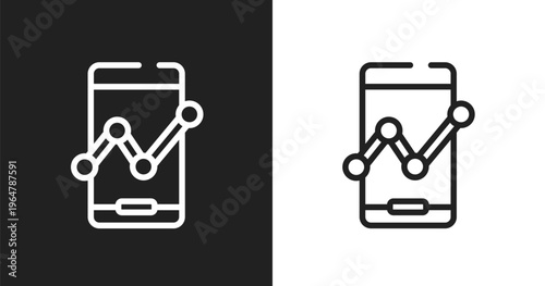 Mobile analytics tool symbol icon. Linear black, white icon from mobile analytics collection. Outline mobile analytics tool symbol icon vector. Thin line symbol for use on web and mobile apps, logo,
