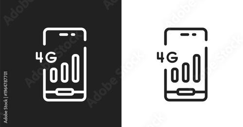 4g phone connection symbol icon. Linear black, white icon from phoneset collection. Outline 4g phone connection symbol icon vector. Thin line symbol for use on web and mobile apps, logo, print