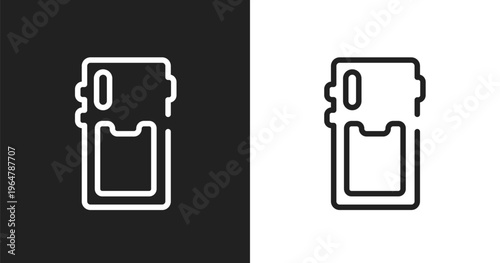 Phone card back icon. Linear black, white icon from phoneset collection. Outline phone card back vector. Thin line symbol isolated on white and black background