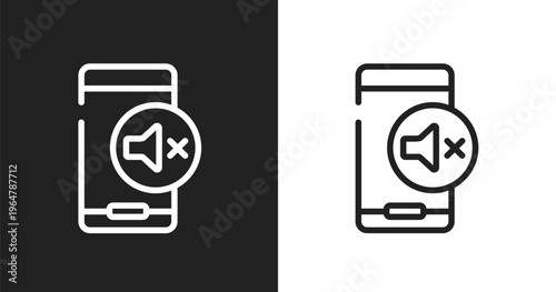 Silence interface phone symbol icon. Linear black, white icon from mobile phones collection. Outline silence interface phone symbol icon vector. Thin line symbol for use on web and mobile apps,