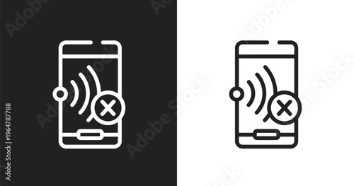 No signal interface symbol icon. Linear black, white icon from mobile phones collection. Outline no signal interface symbol icon vector. Thin line symbol for use on web and mobile apps, logo, print