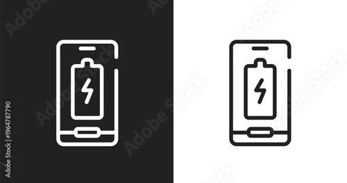 Full charged battery symbol icon. Linear black, white icon from mobile phones collection. Outline full charged battery symbol icon vector. Thin line symbol for use on web and mobile apps, logo,
