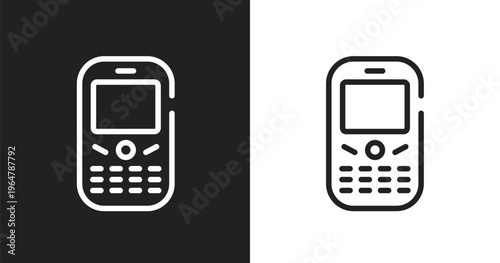 Phone auricular and buttons icon. Linear black, white icon from mobile phones collection. Outline phone auricular and buttons icon vector. Thin line symbol for use on web and mobile apps, logo,