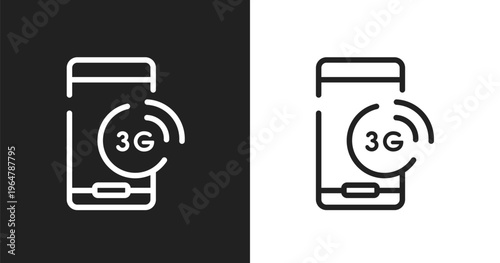 3g signal sign icon. Linear black, white icon from mobile phones collection. Outline 3g signal sign vector. Thin line symbol isolated on white and black background