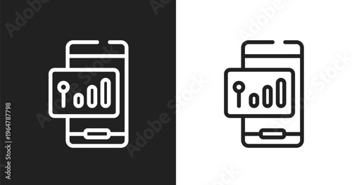 Signal symbol icon. Linear black, white icon from mobile phones collection. Outline signal symbol vector. Thin line symbol isolated on white and black background