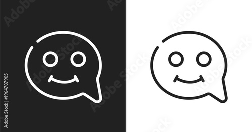 Smiles icon. Linear black, white icon from discussion collection. Outline smiles vector. Thin line symbol isolated on white and black background