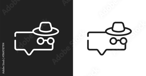 Anonymous message icon. Linear black, white icon from discussion collection. Outline anonymous message vector. Thin line symbol isolated on white and black background