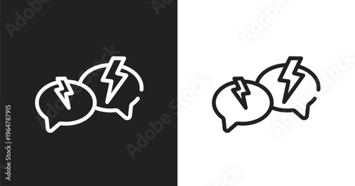 Anger icon. Linear black, white icon from discussion collection. Outline anger vector. Thin line symbol isolated on white and black background