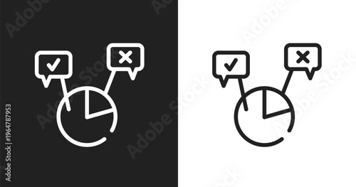 Polling icon. Linear black, white icon from discussion collection. Outline polling vector. Thin line symbol isolated on white and black background