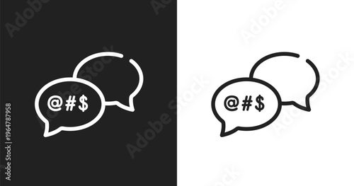 Swearing icon. Linear black, white icon from discussion collection. Outline swearing vector. Thin line symbol isolated on white and black background