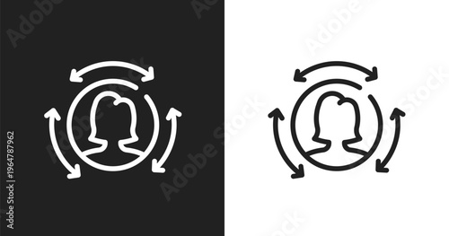 Remarketing icon. Linear black, white icon from digital marketing and technology collection. Outline remarketing vector. Thin line symbol isolated on white and black background
