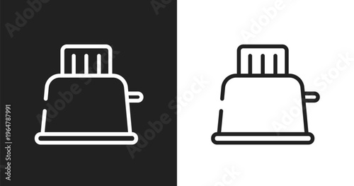 Toaster icon. Linear black, white icon from internet of things collection. Outline toaster vector. Thin line symbol isolated on white and black background
