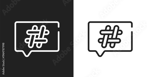 Hash icon. Linear black, white icon from social media collection. Outline hash vector. Thin line symbol isolated on white and black background