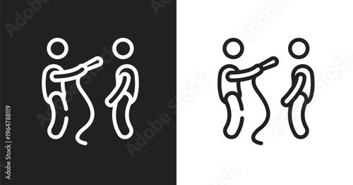 Interviewer icon. Linear black, white icon from news collection. Outline interviewer vector. Thin line symbol isolated on white and black background