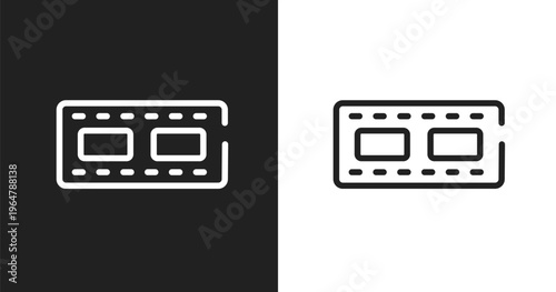 Reel icon. Linear black, white icon from interview collection. Outline reel vector. Thin line symbol isolated on white and black background