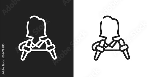 Journalist icon. Linear black, white icon from interview collection. Outline journalist vector. Thin line symbol isolated on white and black background