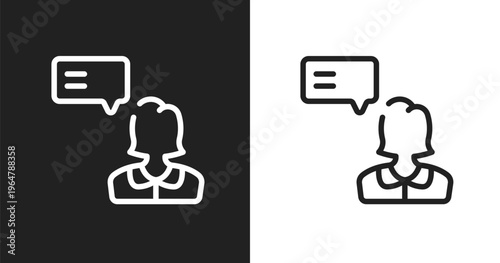 Testimonial icon. Linear black, white icon from testimonial collection. Outline testimonial vector. Thin line symbol isolated on white and black background