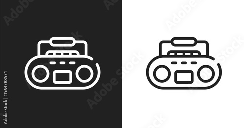 Tape player icon. Linear black, white icon from media technology collection. Outline tape player vector. Thin line symbol isolated on white and black background