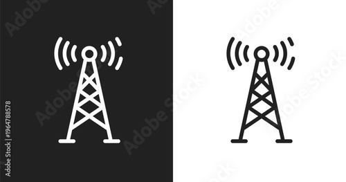 Telecommunication icon. Linear black, white icon from media technology collection. Outline telecommunication vector. Thin line symbol isolated on white and black background