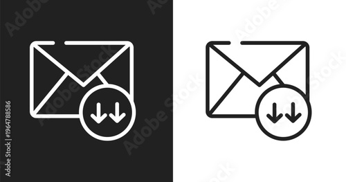 Receive mail icon. Linear black, white icon from post office collection. Outline receive mail vector. Thin line symbol isolated on white and black background