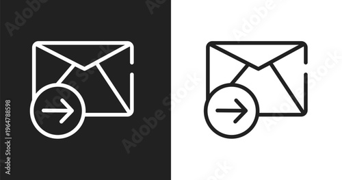 Send mail icon. Linear black, white icon from post office collection. Outline send mail vector. Thin line symbol isolated on white and black background